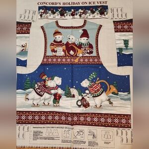 Concord's Holiday on Ice Vest Fabric Panel Cut and Sew Kit Vintage XL L M S
